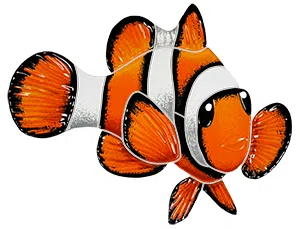 Artistry In Mosaics Clownfish Right Porcelain Pool Design 6" x 8"